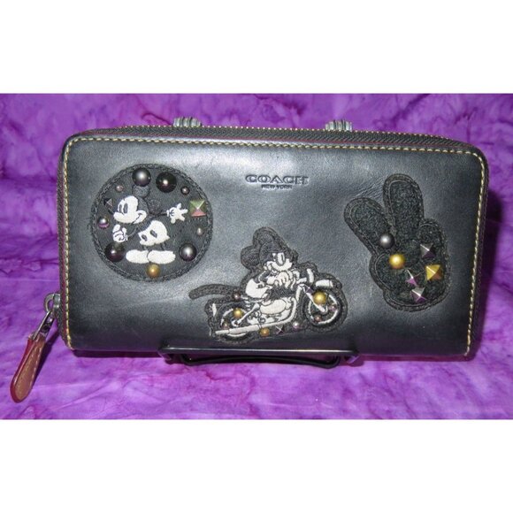 Coach X Disney Mickey Patches Limited Edition Accordion Zip Leather Wallet - Picture 1 of 12